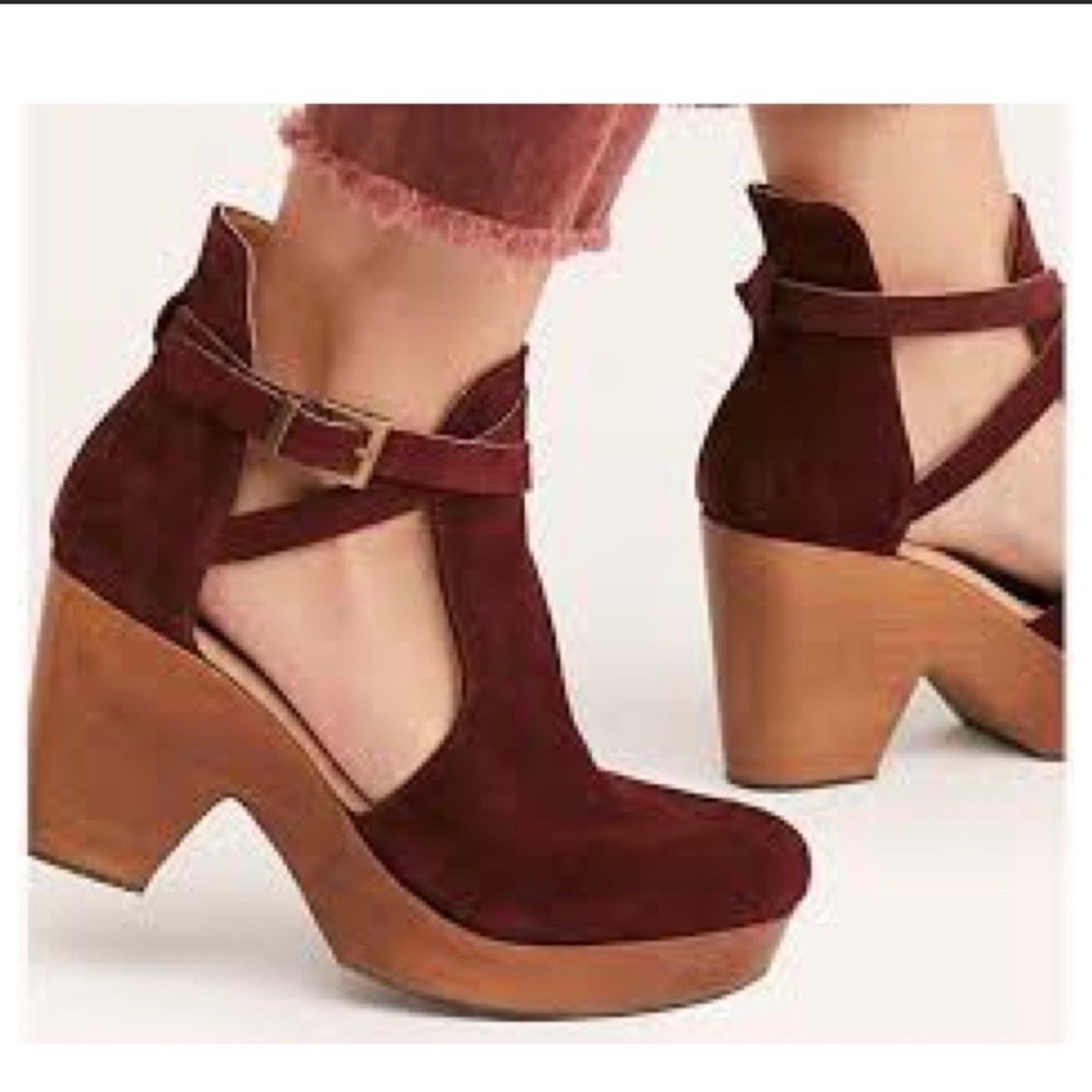 Free People Ankle Clog Cedar Bootie in Wine